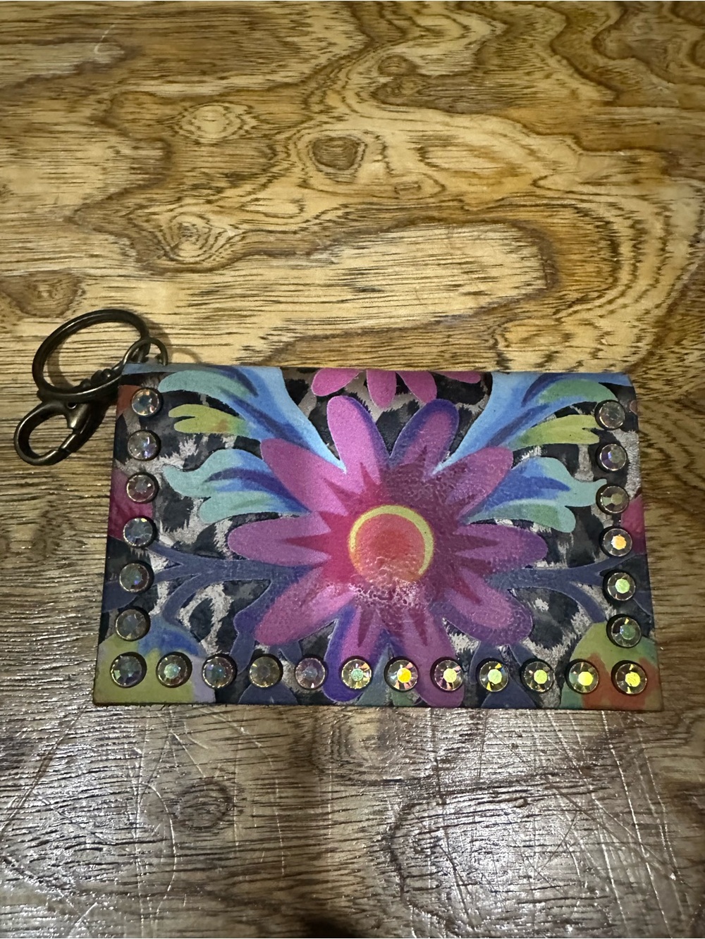 New Keep it Gypsy Becca floral & leopard leather credit card holder.